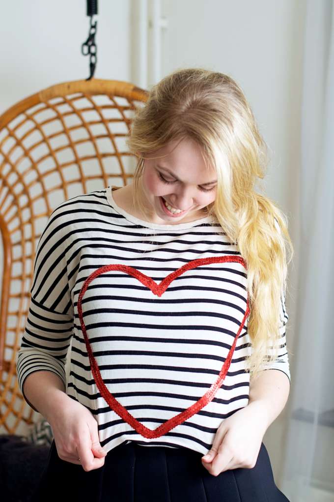 Pailletten hart shirt DIY, (5)