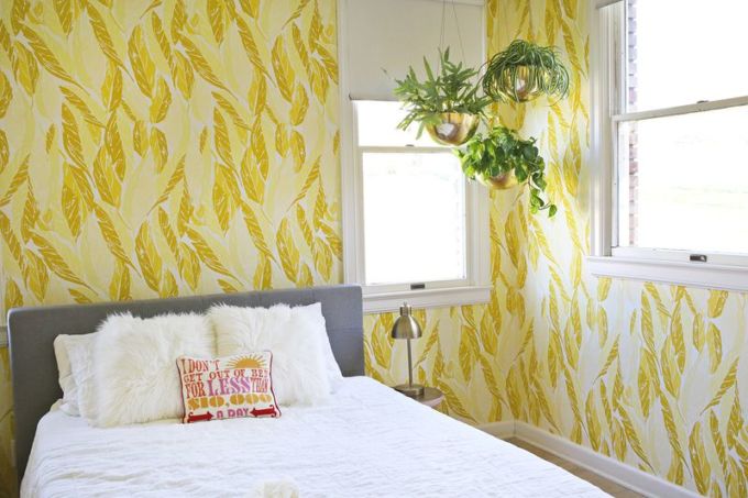 Wallpapered-guest-room-from-A-Beautiful-Mess