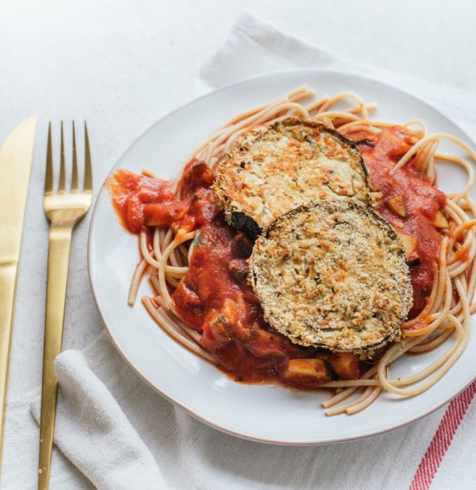 Gebakken aubergine rondjes met parmezaanse kaas-5